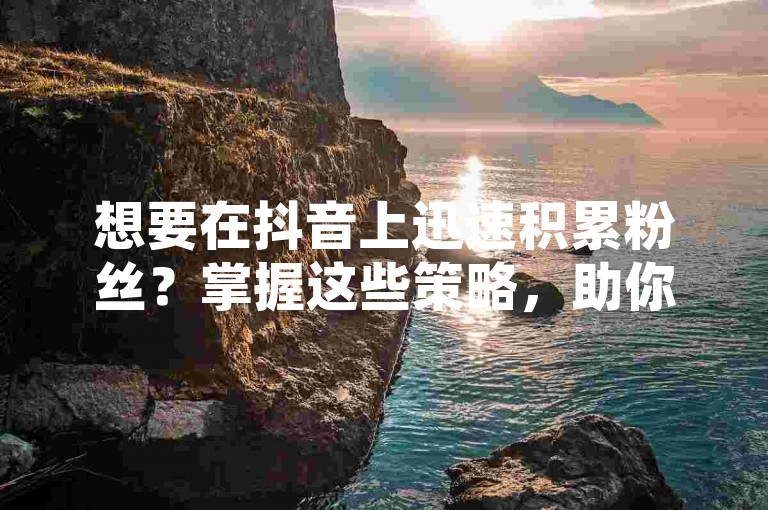 想要在抖音上迅速积累粉丝？掌握这些策略，助你的账号快速走红网络！