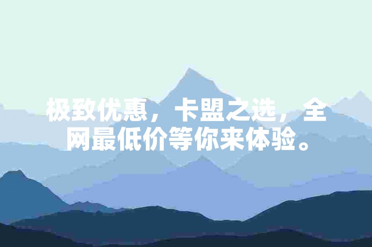 极致优惠，卡盟之选，全网最低价等你来体验。