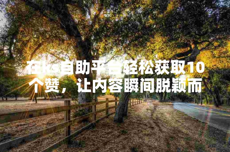 在ks自助平台轻松获取10个赞，让内容瞬间脱颖而出。