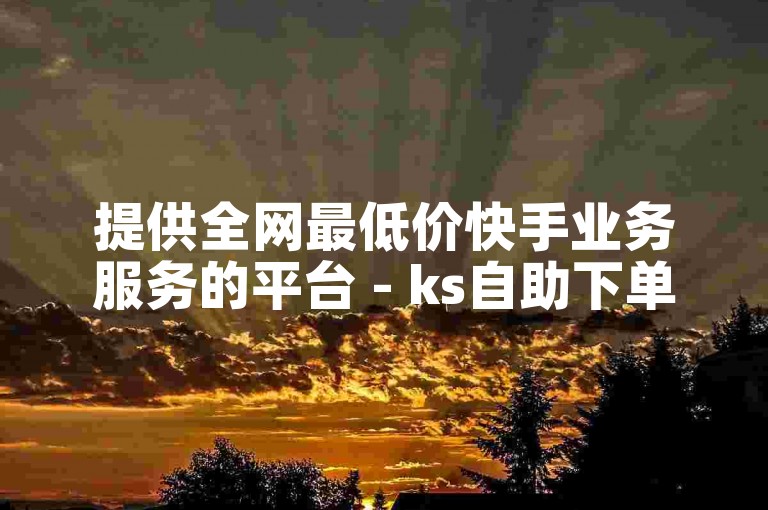 提供全网最低价快手业务服务的平台 - ks自助下单优惠
