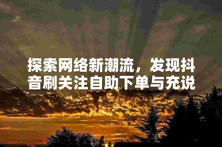 探索网络新潮流，发现抖音刷关注自助下单与充说说赞网址的便捷服务。