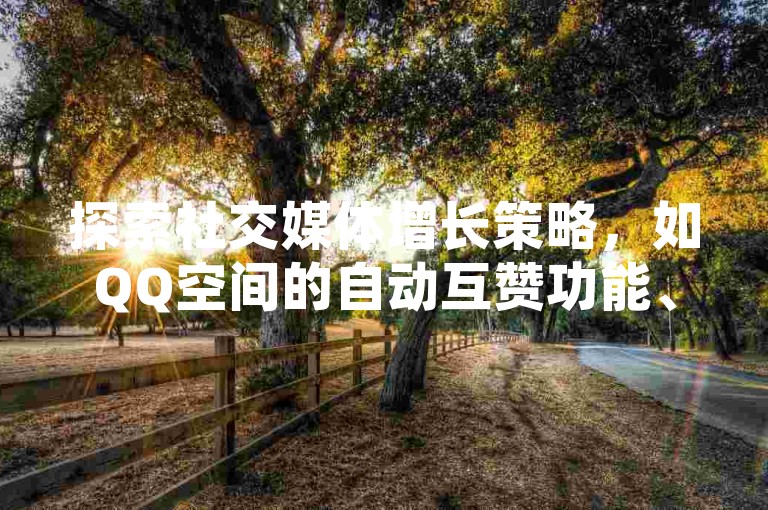 探索社交媒体增长策略，如QQ空间的自动互赞功能、提升抖音视频的观看次数及追随者数量，拼多多提供的全天候互助服务，以及快手上通过微信支付实现的真实点赞服务。