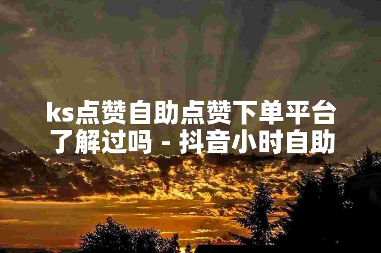 ks点赞自助点赞下单平台了解过吗 - 抖音小时自助下单网站
