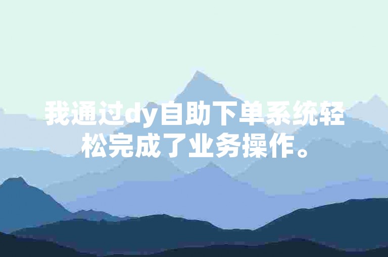 我通过dy自助下单系统轻松完成了业务操作。