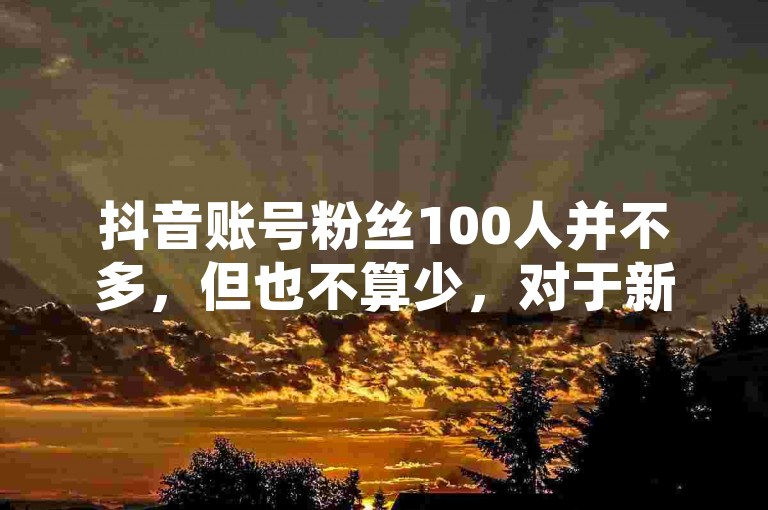 抖音账号粉丝100人并不多，但也不算少，对于新人来说是一个不错的开始。