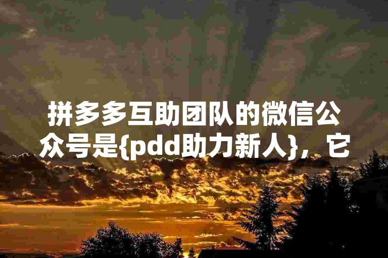 拼多多互助团队的微信公众号是{pdd助力新人}，它为新用户提供帮助和支持。
