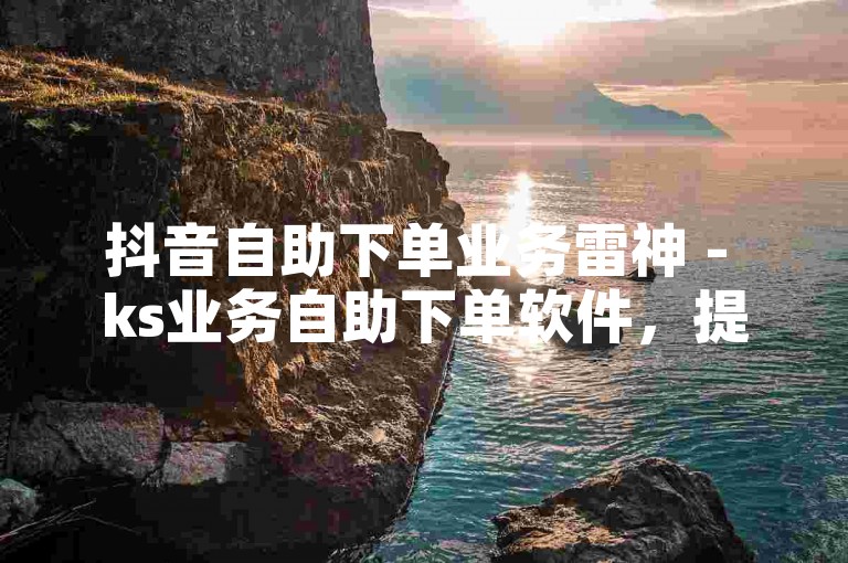 抖音自助下单业务雷神 - ks业务自助下单软件，提供最经济实惠的价格选择。