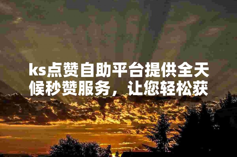 ks点赞自助平台提供全天候秒赞服务，让您轻松获得协议点赞。