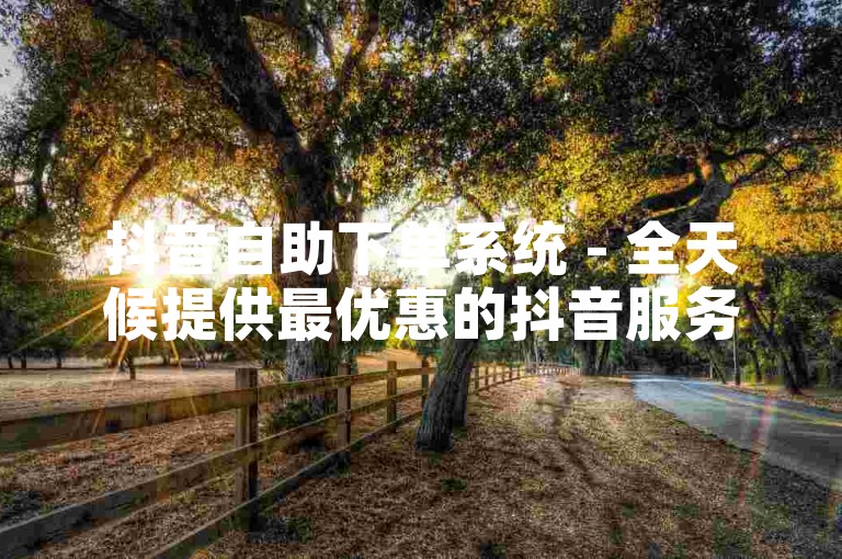 抖音自助下单系统 - 全天候提供最优惠的抖音服务。