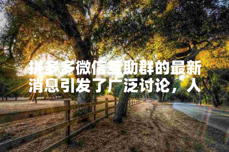 拼多多微信互助群的最新消息引发了广泛讨论，人们纷纷探究其背后的真相。
