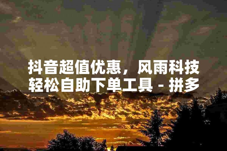 抖音超值优惠，风雨科技轻松自助下单工具 - 拼多多高效助力神器 - ks点赞快速通道。