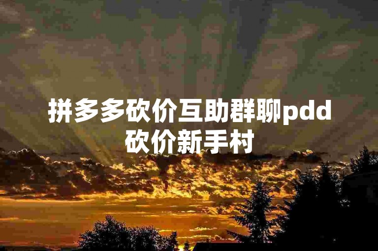 拼多多砍价互助群聊pdd砍价新手村