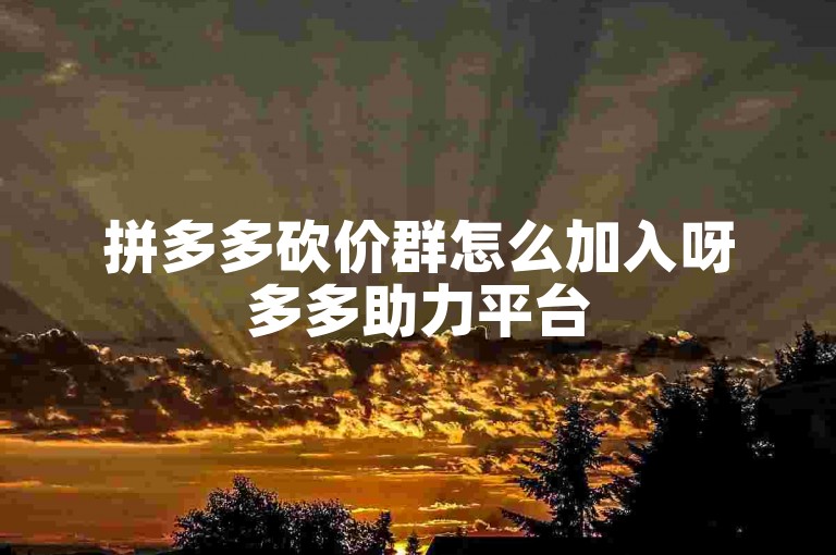 拼多多砍价群怎么加入呀多多助力平台