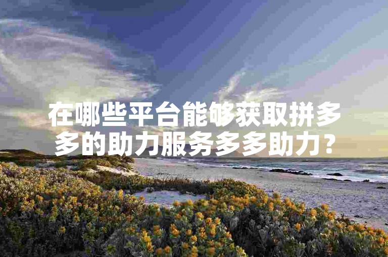 在哪些平台能够获取拼多多的助力服务多多助力？