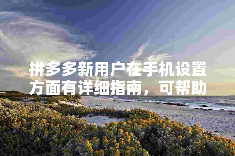 拼多多新用户在手机设置方面有详细指南，可帮助顺利完成注册与使用。