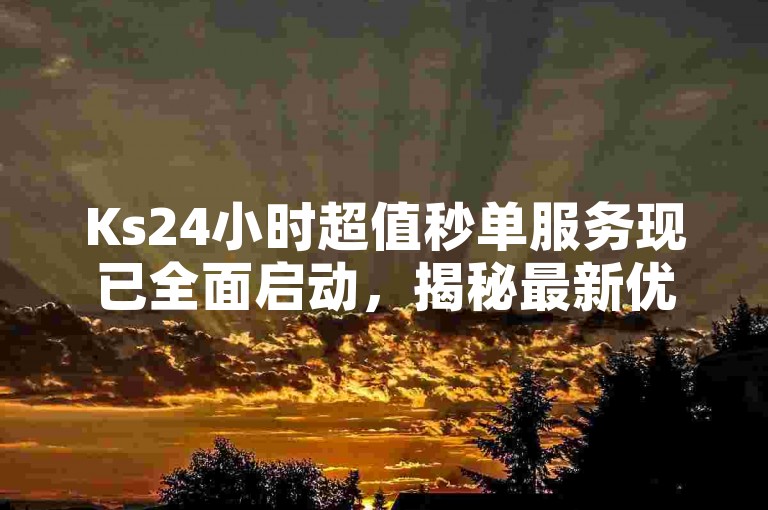 Ks24小时超值秒单服务现已全面启动，揭秘最新优惠活动，2024年不容错过的学习机会！
