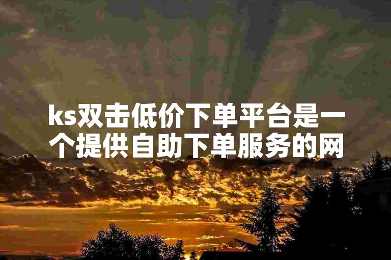 ks双击低价下单平台是一个提供自助下单服务的网站。