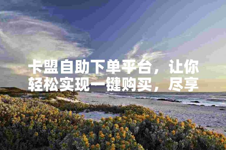 卡盟自助下单平台，让你轻松实现一键购买，尽享便捷服务！