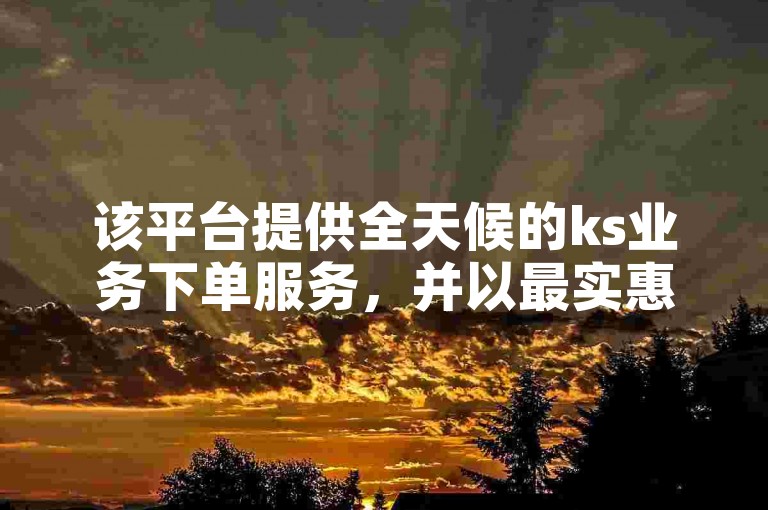 该平台提供全天候的ks业务下单服务，并以最实惠的价格著称。