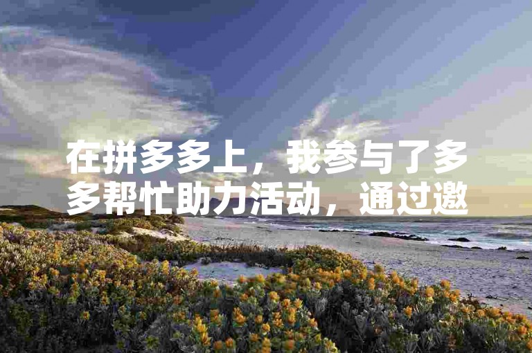 在拼多多上，我参与了多多帮忙助力活动，通过邀请好友来帮助我获取更多优惠。