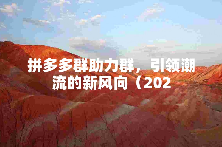 拼多多群助力群，引领潮流的新风向（2025前沿）