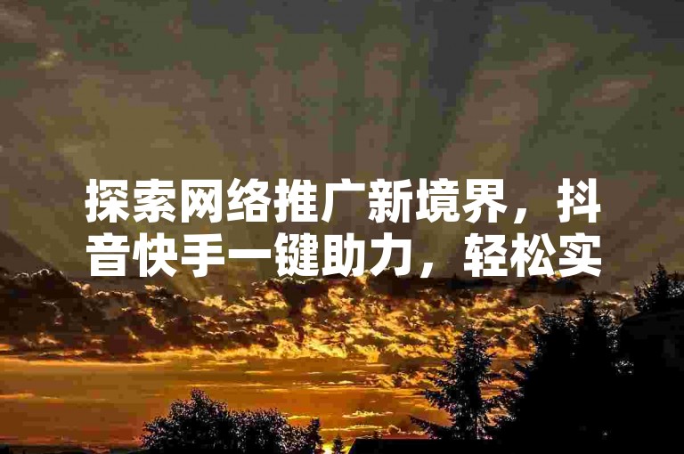 探索网络推广新境界，抖音快手一键助力，轻松实现粉丝增长。
