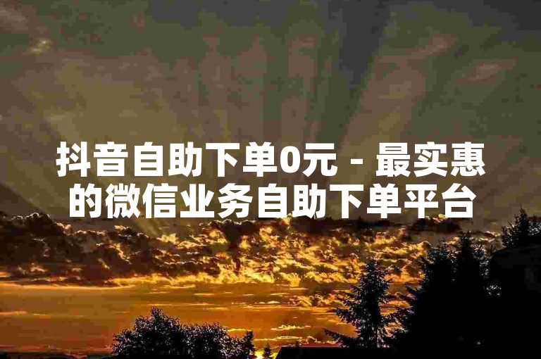 抖音自助下单0元 - 最实惠的微信业务自助下单平台。
