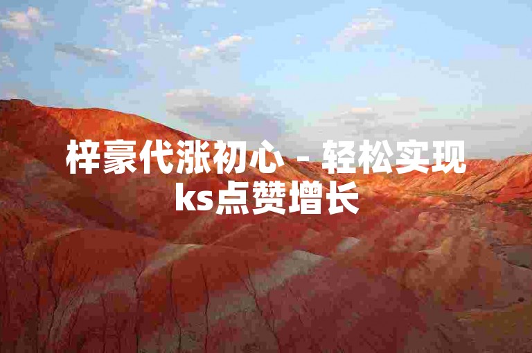 梓豪代涨初心 - 轻松实现ks点赞增长