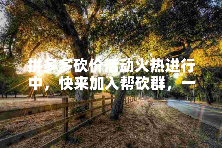 拼多多砍价活动火热进行中，快来加入帮砍群，一起享受免费领商品的惊喜吧！