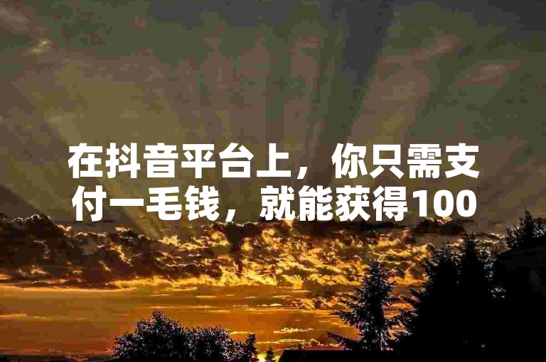 在抖音平台上，你只需支付一毛钱，就能获得10000次的视频播放量。
