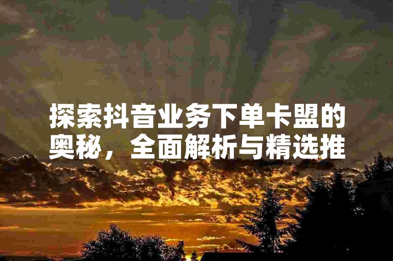 探索抖音业务下单卡盟的奥秘，全面解析与精选推荐，助你2025年轻松掌握！