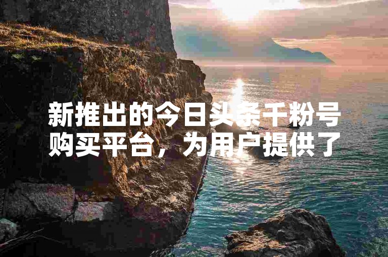 新推出的今日头条千粉号购买平台，为用户提供了便捷的增粉服务。