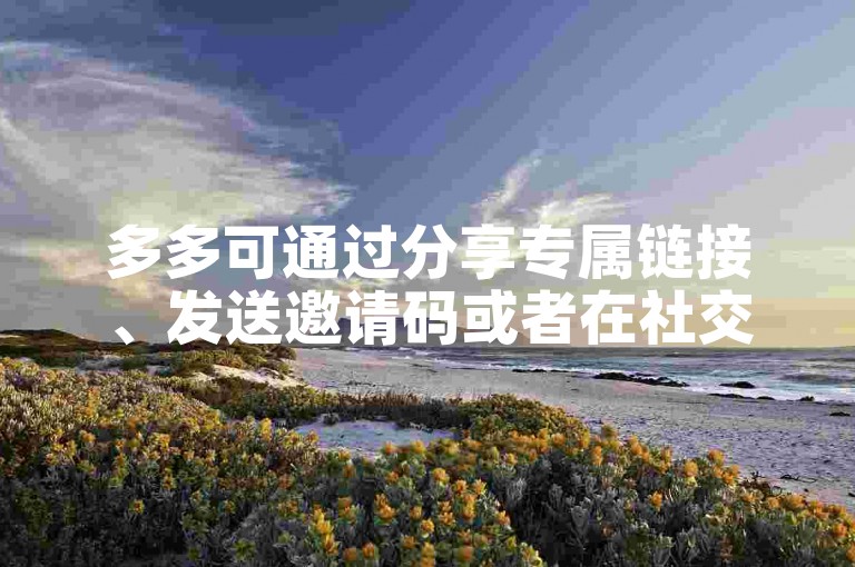 多多可通过分享专属链接、发送邀请码或者在社交平台发布邀请海报等方式来邀请好友。