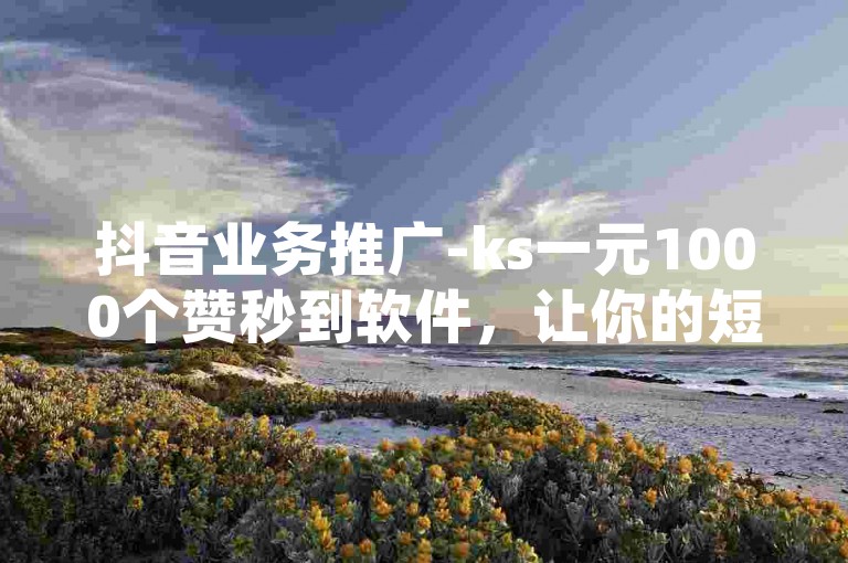 抖音业务推广-ks一元1000个赞秒到软件，让你的短视频瞬间走红！
