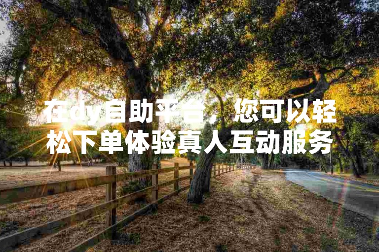在dy自助平台，您可以轻松下单体验真人互动服务，感受与众不同的社交乐趣。
