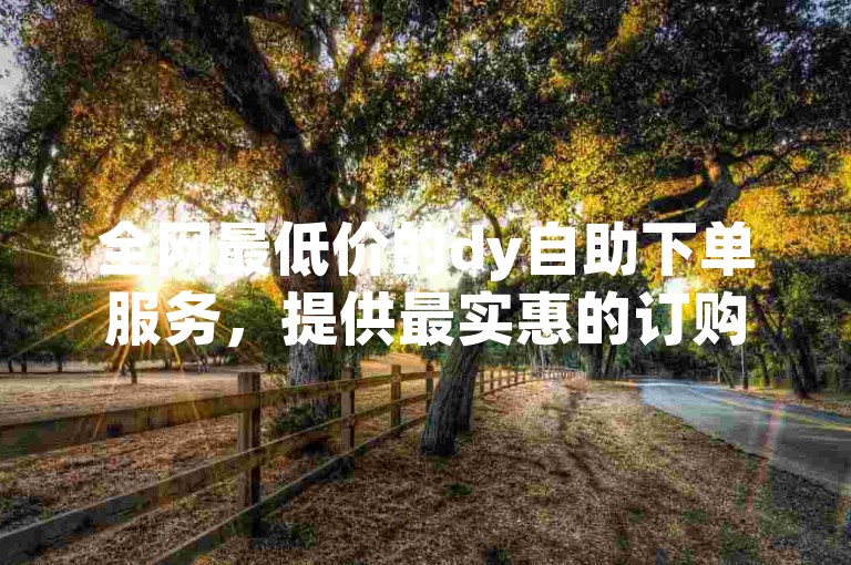 全网最低价的dy自助下单服务，提供最实惠的订购体验。