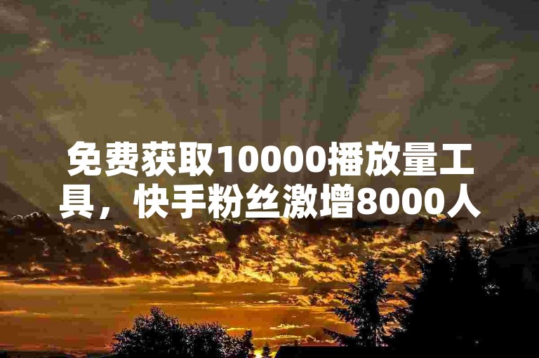 免费获取10000播放量工具，快手粉丝激增8000人。