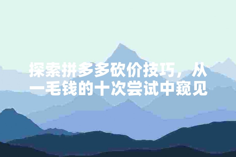 探索拼多多砍价技巧，从一毛钱的十次尝试中窥见电商促销的新动向。