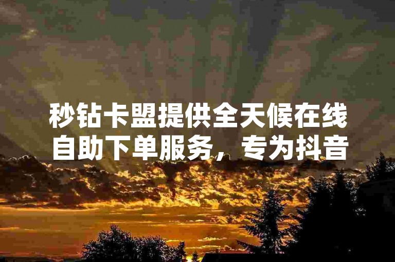 秒钻卡盟提供全天候在线自助下单服务，专为抖音用户打造的24小时自助服务平台，以优惠的价格满足您的需求 - dy小号批发，实现自动发货，同时支持B站点赞业务。