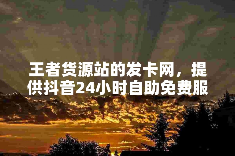 王者货源站的发卡网，提供抖音24小时自助免费服务。