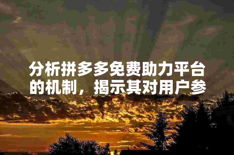 分析拼多多免费助力平台的机制，揭示其对用户参与度的影响。