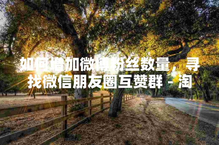 如何增加微博粉丝数量，寻找微信朋友圈互赞群 - 淘宝1000人砍价群免费加入 - 抖音点赞兼职平台推荐。