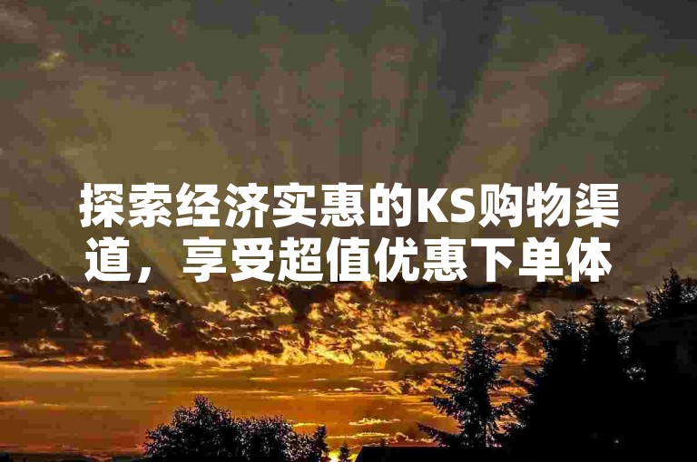探索经济实惠的KS购物渠道，享受超值优惠下单体验。