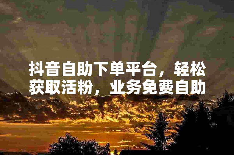 抖音自助下单平台，轻松获取活粉，业务免费自助下单。
