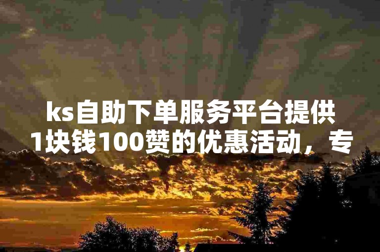 ks自助下单服务平台提供1块钱100赞的优惠活动，专为b站业务设计。