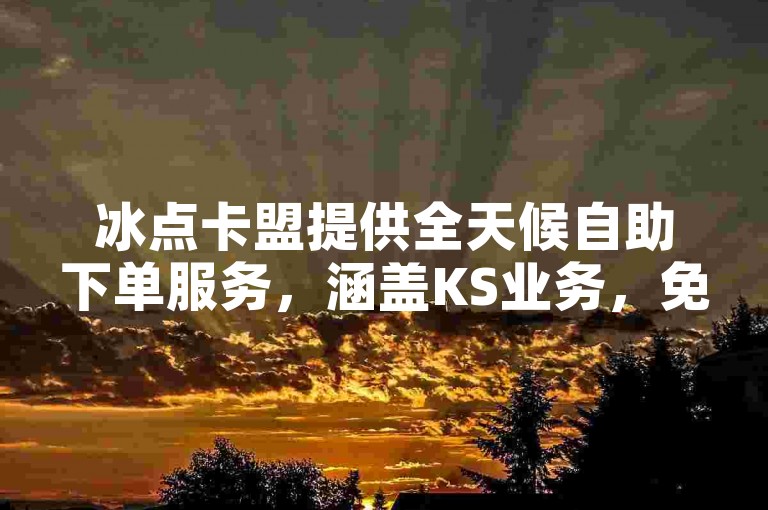 冰点卡盟提供全天候自助下单服务，涵盖KS业务，免费快捷。