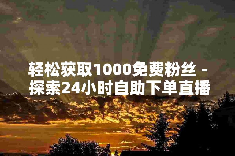 轻松获取1000免费粉丝 - 探索24小时自助下单直播间的设置秘籍。