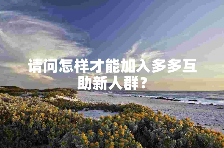 请问怎样才能加入多多互助新人群？