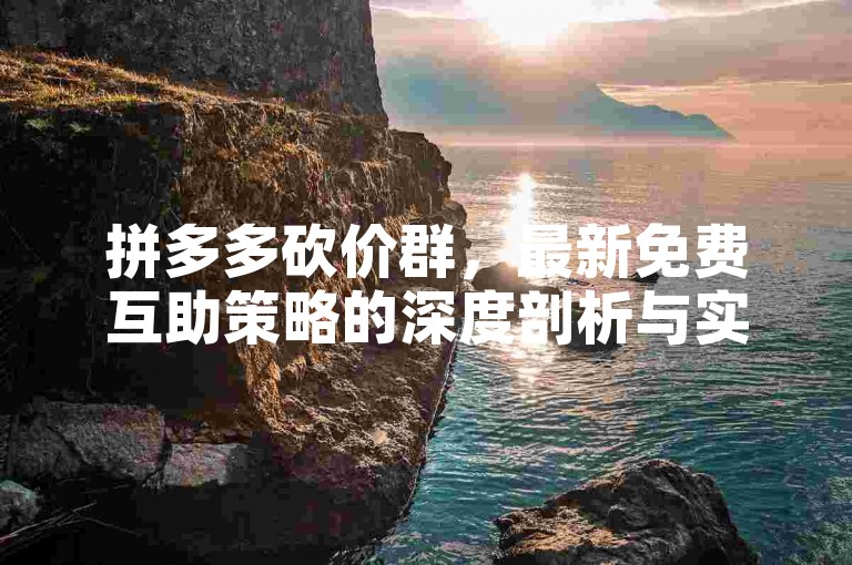 拼多多砍价群，最新免费互助策略的深度剖析与实践指南。