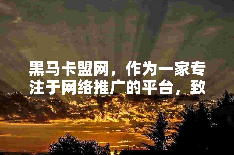 黑马卡盟网，作为一家专注于网络推广的平台，致力于提供高效的推广解决方案。